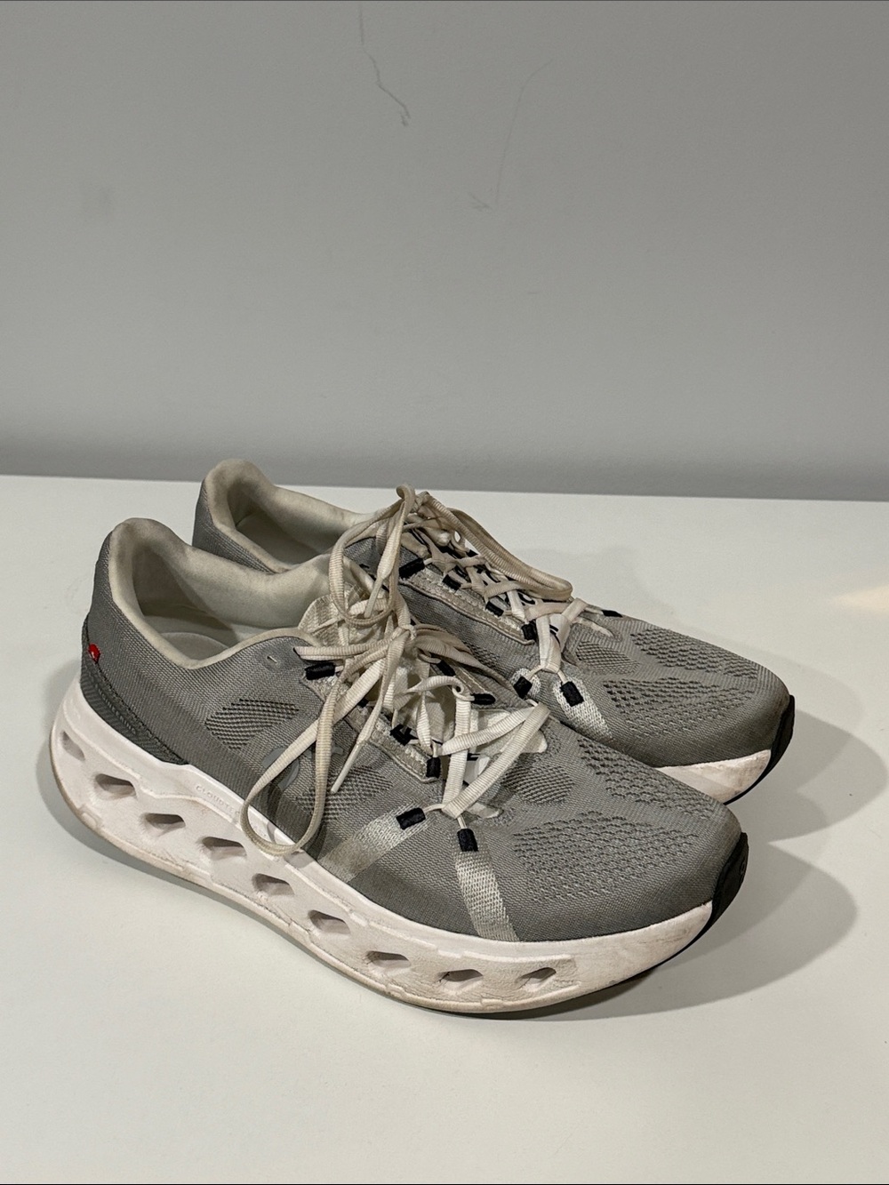 On Running Women’s Gray and White Cloudflow-Style Athletic Sneakers